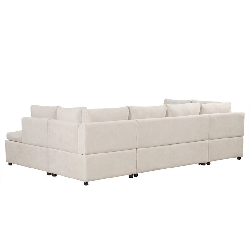 117.3 Oversized U-Shaped Sectional Sofa with Pull-out Bed and Throw Pillows