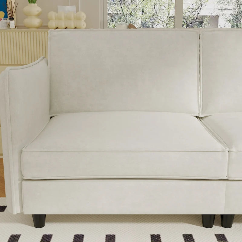 Grand 6-Seater U-Shaped Sofa with Movable Ottoman and Storage Pockets