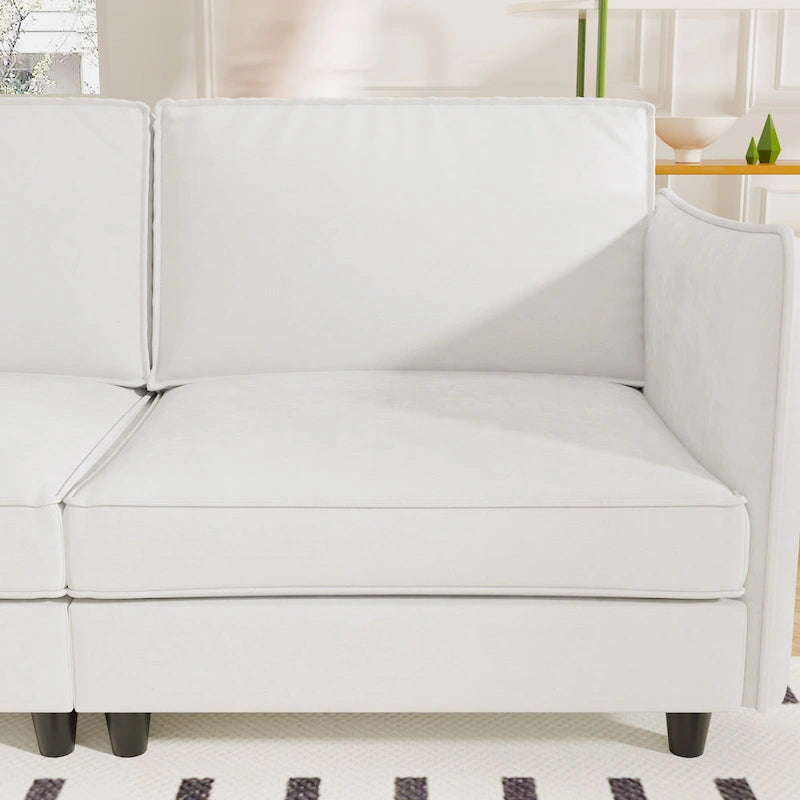 Grand 6-Seater U-Shaped Sofa with Movable Ottoman and Storage Pockets