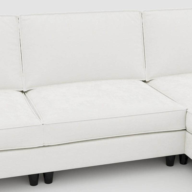 Grand 6-Seater U-Shaped Sofa with Movable Ottoman and Storage Pockets