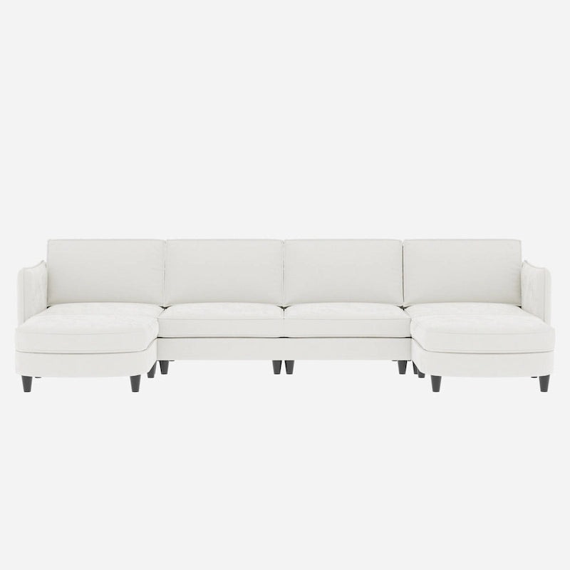 Grand 6-Seater U-Shaped Sofa with Movable Ottoman and Storage Pockets