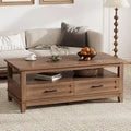 Farmhouse Coffee Table with 2 Drawers and Open Shelf - 47"W