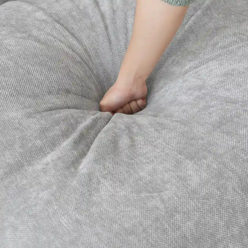 82.68 Down Filled Sectional Couch L-shape Linen Upholstered Loveseat with Ottoman