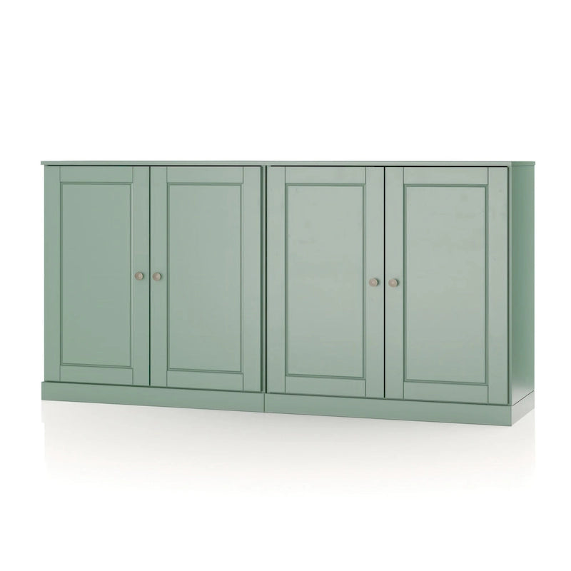 100% Solid Pine Wood 64" Sideboard with Doors, 4 Drawers and Adjustable Shelves