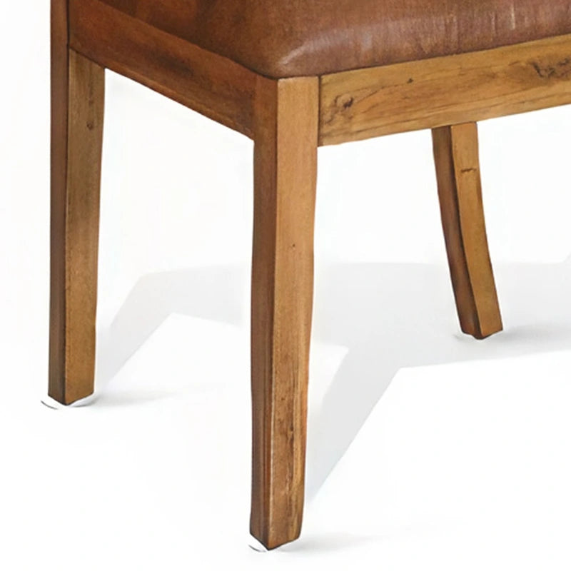 Dining Chair, Slat Back, Light Brown Microfiber, Mahogany Mindi