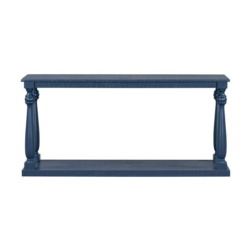 63 Long Entryway Console Table Sofa Table with Bottom Storage Shelf & Sculptural Vase-Leg for Hallway Living Room