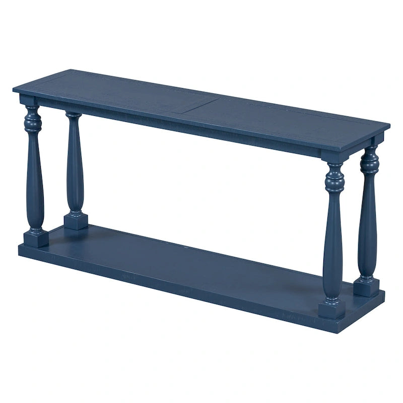 63 Long Entryway Console Table Sofa Table with Bottom Storage Shelf & Sculptural Vase-Leg for Hallway Living Room