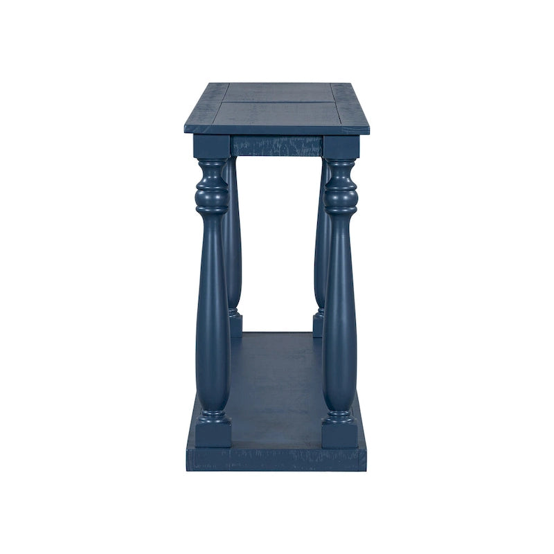 63 Long Entryway Console Table Sofa Table with Bottom Storage Shelf & Sculptural Vase-Leg for Hallway Living Room