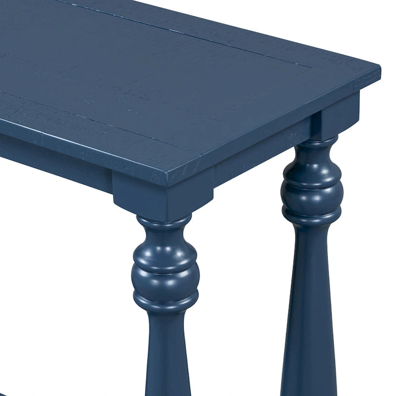63 Long Entryway Console Table Sofa Table with Bottom Storage Shelf & Sculptural Vase-Leg for Hallway Living Room