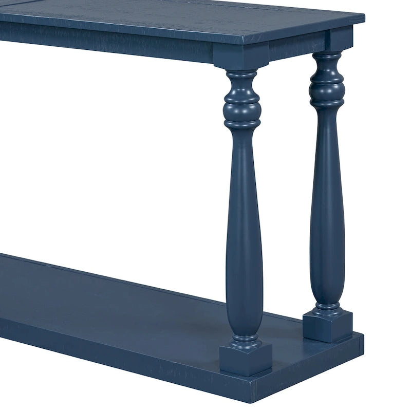 63 Long Entryway Console Table Sofa Table with Bottom Storage Shelf & Sculptural Vase-Leg for Hallway Living Room