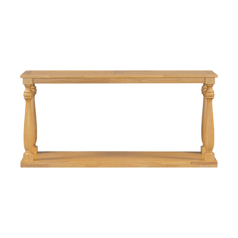 63 Long Entryway Console Table Sofa Table with Bottom Storage Shelf & Sculptural Vase-Leg for Hallway Living Room