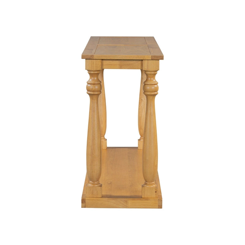 63 Long Entryway Console Table Sofa Table with Bottom Storage Shelf & Sculptural Vase-Leg for Hallway Living Room