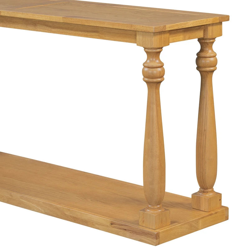 63 Long Entryway Console Table Sofa Table with Bottom Storage Shelf & Sculptural Vase-Leg for Hallway Living Room