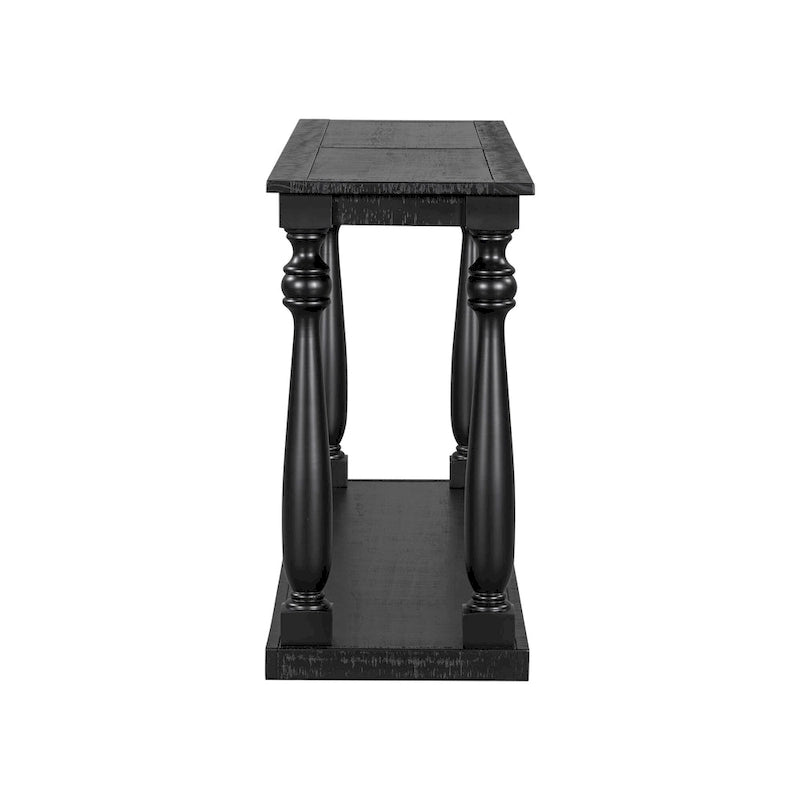 63 Long Entryway Console Table Sofa Table with Bottom Storage Shelf & Sculptural Vase-Leg for Hallway Living Room