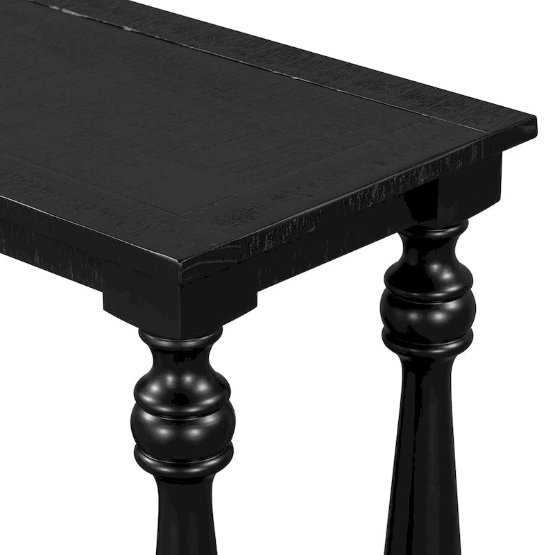 63 Long Entryway Console Table Sofa Table with Bottom Storage Shelf & Sculptural Vase-Leg for Hallway Living Room