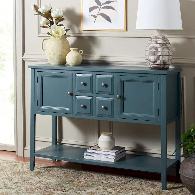 Oak Finish Storage Sideboard - 45.7" x 15" x 34"