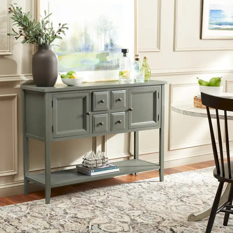 Oak Finish Storage Sideboard - 45.7" x 15" x 34"