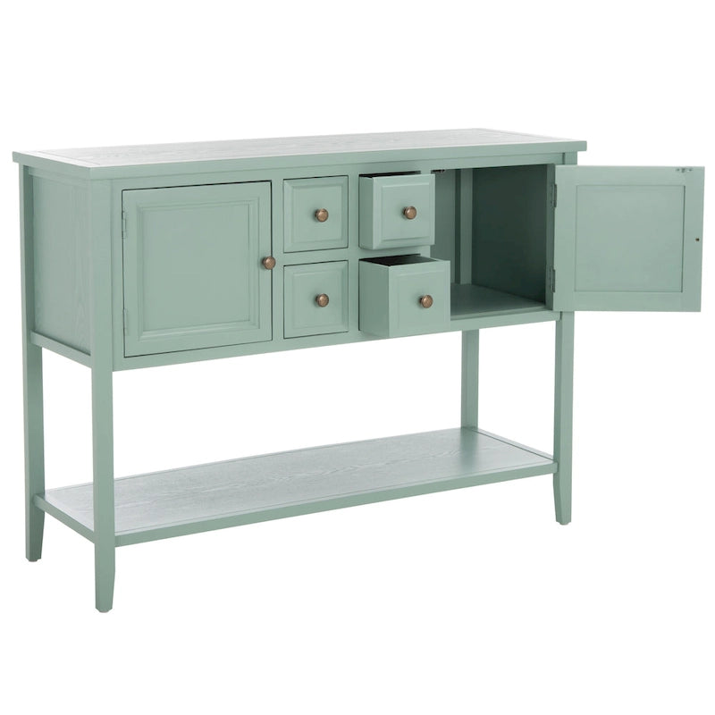 Oak Finish Storage Sideboard - 45.7" x 15" x 34"