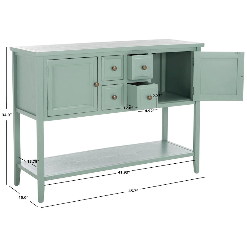 Oak Finish Storage Sideboard - 45.7" x 15" x 34"