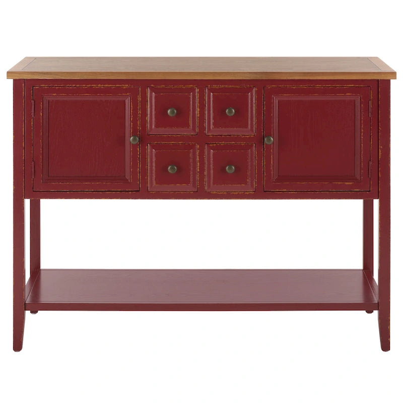 Oak Finish Storage Sideboard - 45.7" x 15" x 34"