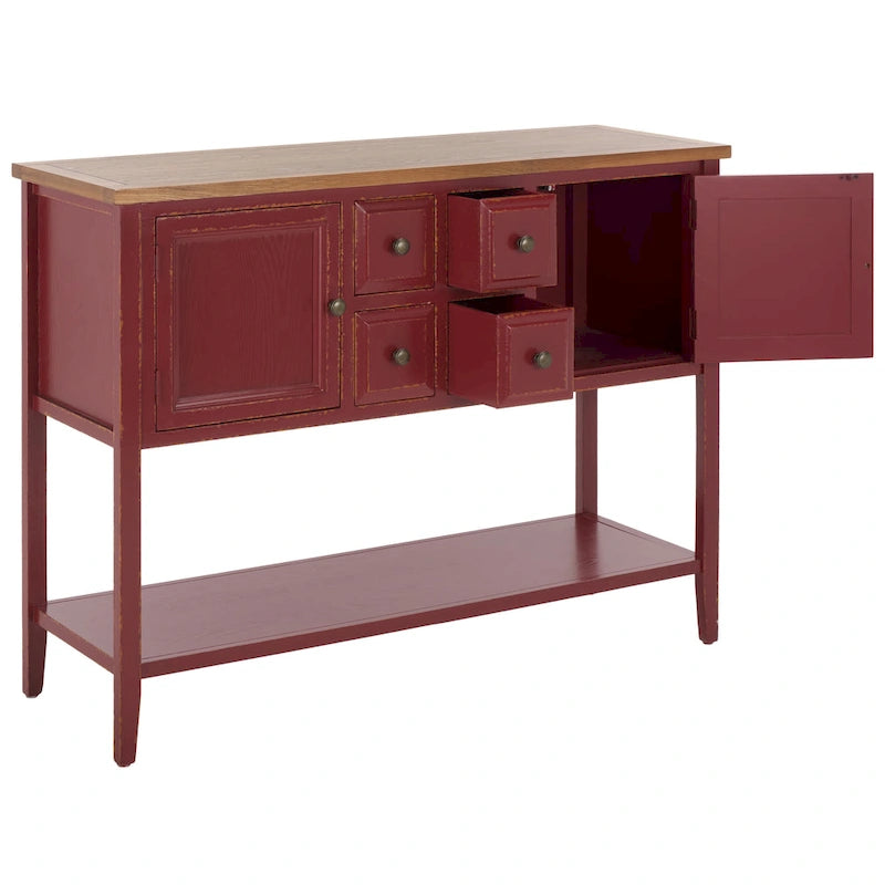 Oak Finish Storage Sideboard - 45.7" x 15" x 34"