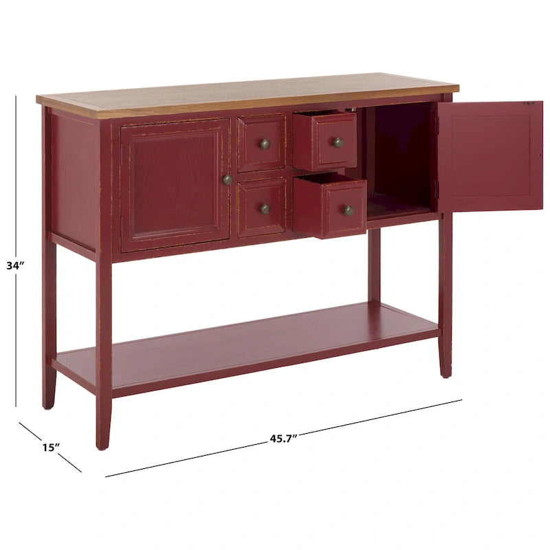 Oak Finish Storage Sideboard - 45.7" x 15" x 34"