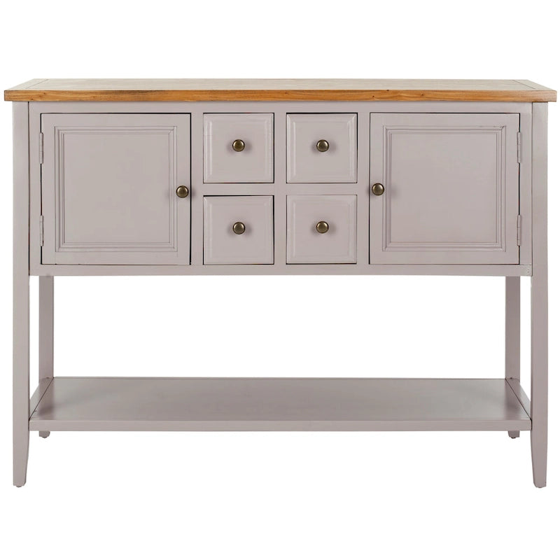 Oak Finish Storage Sideboard - 45.7" x 15" x 34"