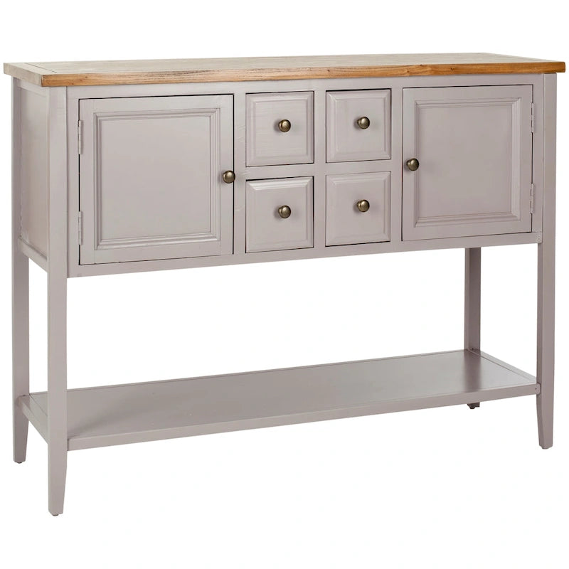 Oak Finish Storage Sideboard - 45.7" x 15" x 34"