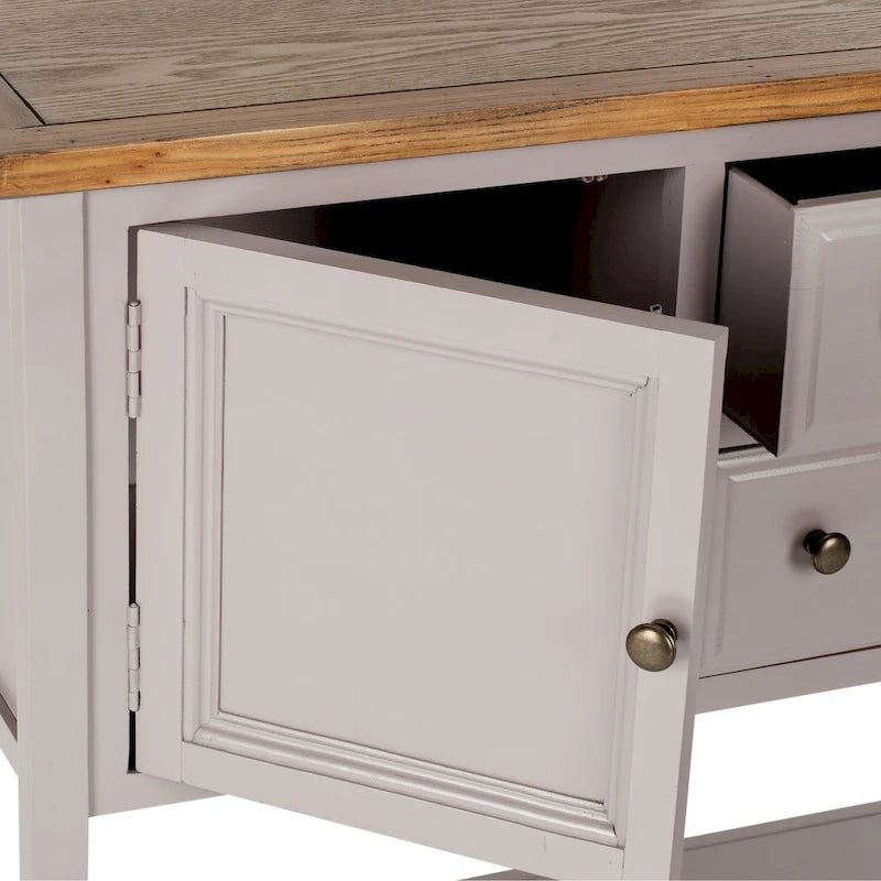 Oak Finish Storage Sideboard - 45.7" x 15" x 34"