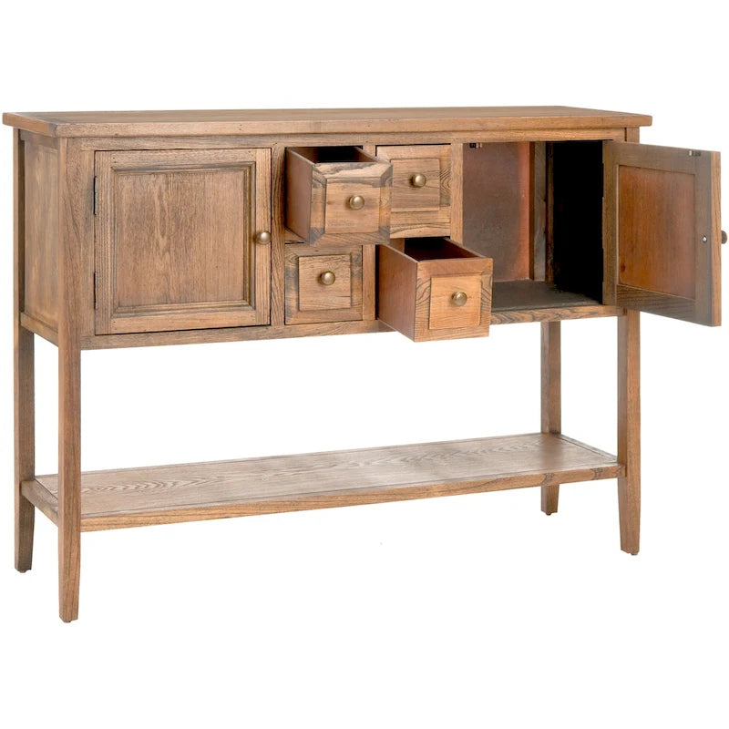 Oak Finish Storage Sideboard - 45.7" x 15" x 34"