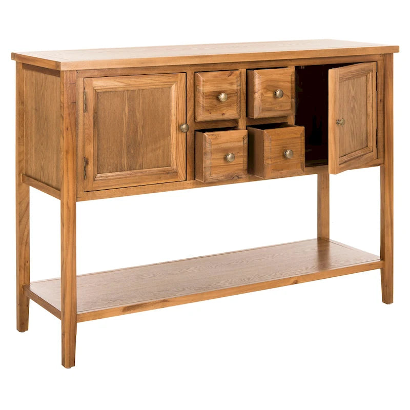 Oak Finish Storage Sideboard - 45.7" x 15" x 34"