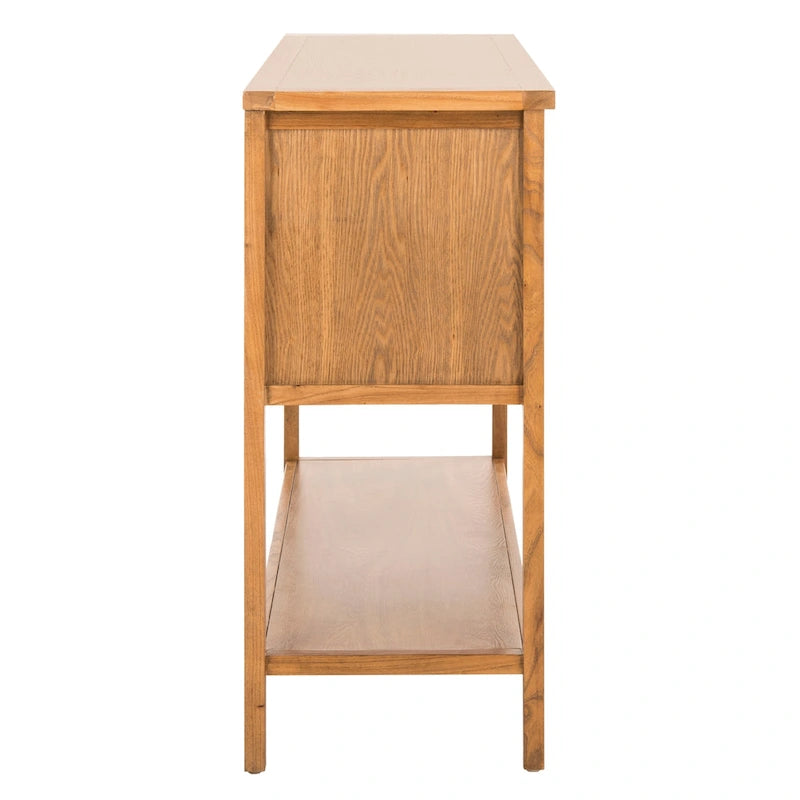Oak Finish Storage Sideboard - 45.7" x 15" x 34"