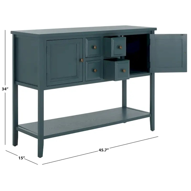 Oak Finish Storage Sideboard - 45.7" x 15" x 34"