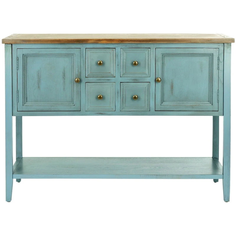 Oak Finish Storage Sideboard - 45.7" x 15" x 34"