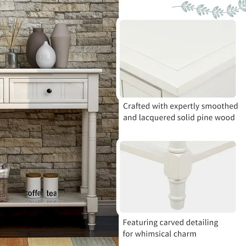 Wood Console Table with Two Drawers and Shelf - 13.80" x 35.43" x 29.90"