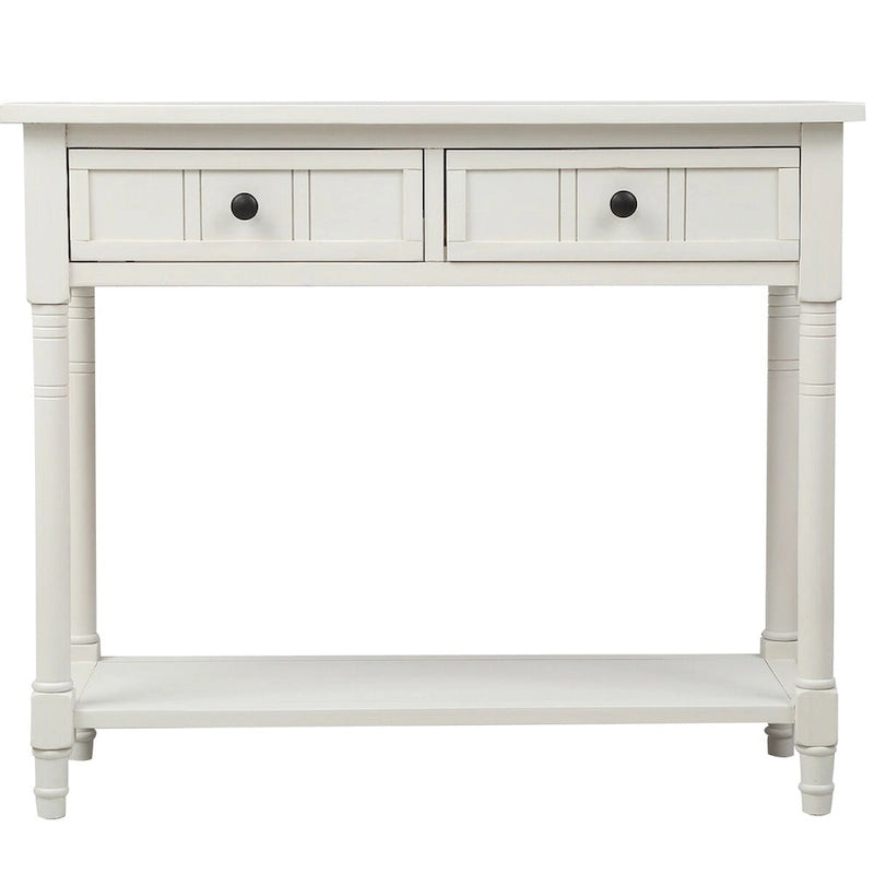 Wood Console Table with Two Drawers and Shelf - 13.80" x 35.43" x 29.90"