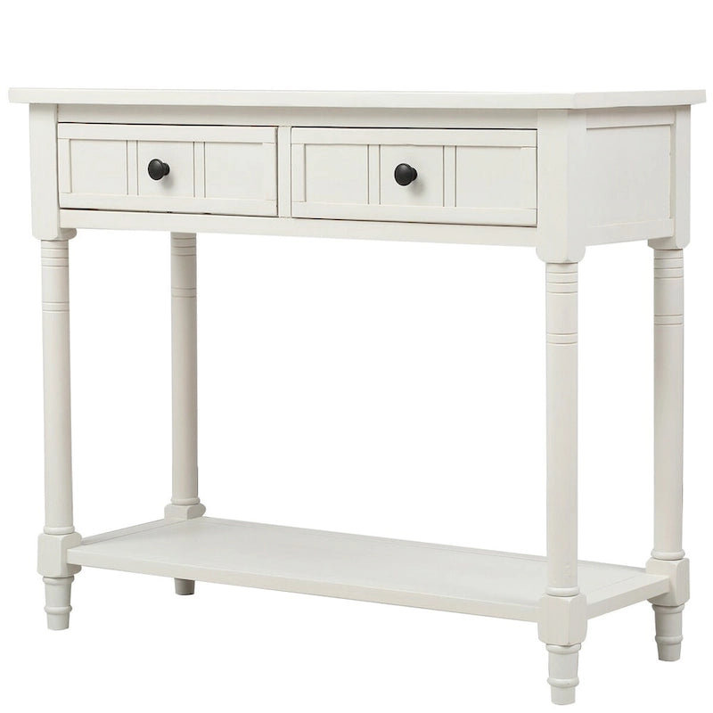Wood Console Table with Two Drawers and Shelf - 13.80" x 35.43" x 29.90"