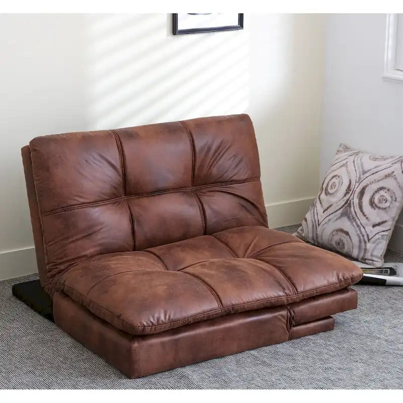 Futon Couch Sofa Bed, Faux Leather Sleeper Futons Convertible Loveseat Furniture for Compact Small Space, Dorm, Living Room