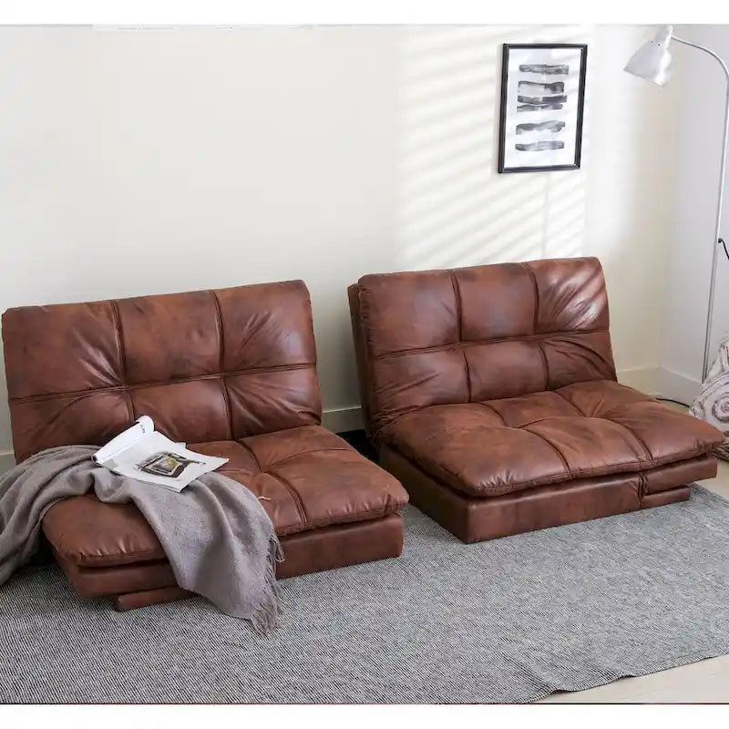 Futon Couch Sofa Bed, Faux Leather Sleeper Futons Convertible Loveseat Furniture for Compact Small Space, Dorm, Living Room