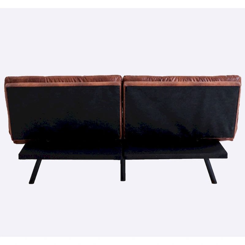 Futon Couch Sofa Bed, Faux Leather Sleeper Futons Convertible Loveseat Furniture for Compact Small Space, Dorm, Living Room