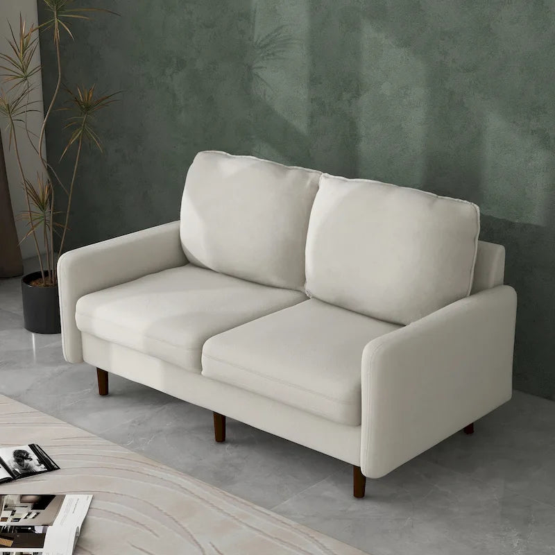 57" Modern Velvet Loveseat Sofa - White, Ginger, or Blue