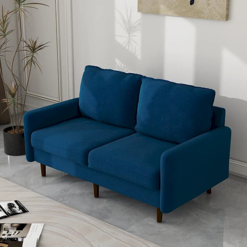 57" Modern Velvet Loveseat Sofa - White, Ginger, or Blue