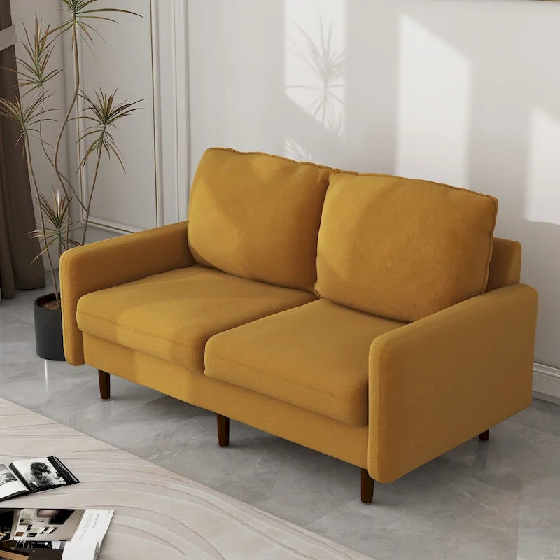 57" Modern Velvet Loveseat Sofa - White, Ginger, or Blue