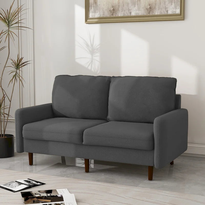 57" Modern Velvet Loveseat Sofa - White, Ginger, or Blue