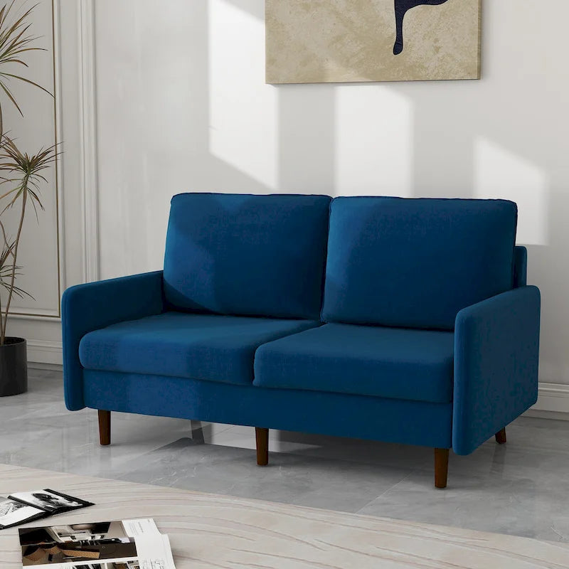 57" Modern Velvet Loveseat Sofa - White, Ginger, or Blue