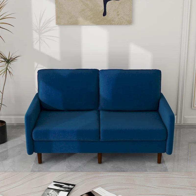 57" Modern Velvet Loveseat Sofa - White, Ginger, or Blue