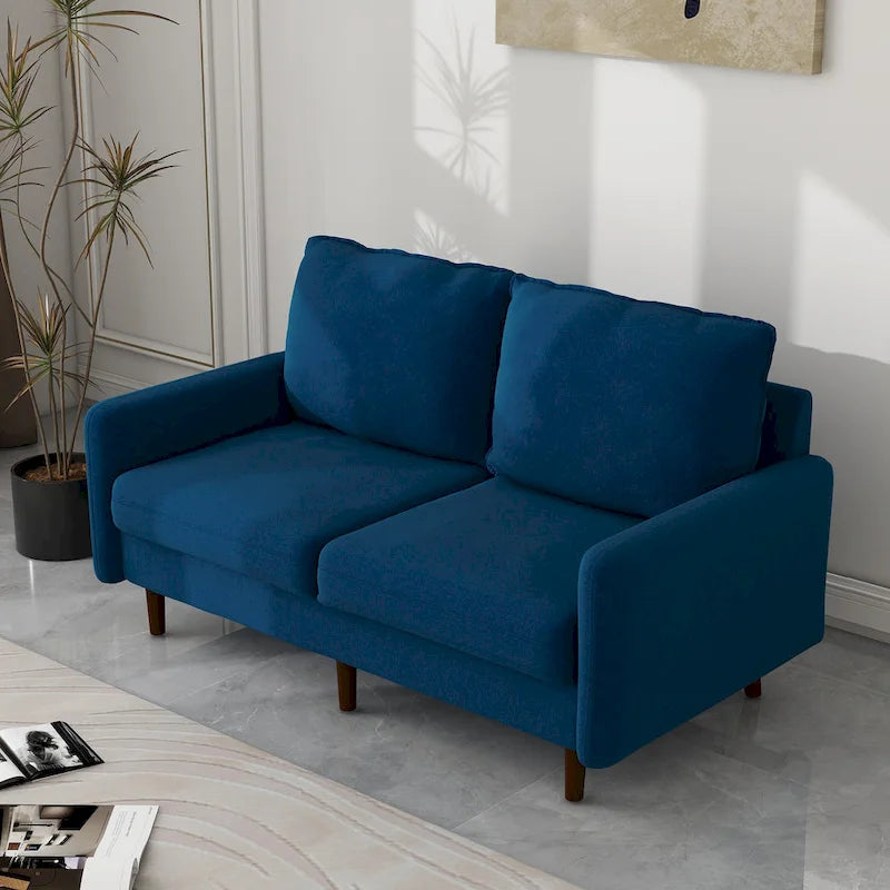 57" Modern Velvet Loveseat Sofa - White, Ginger, or Blue