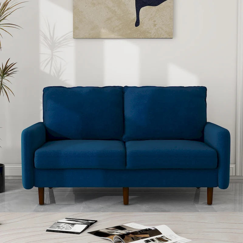57" Modern Velvet Loveseat Sofa - White, Ginger, or Blue