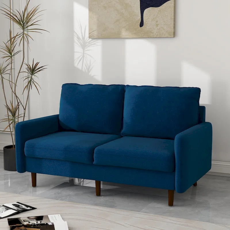 57" Modern Velvet Loveseat Sofa - White, Ginger, or Blue