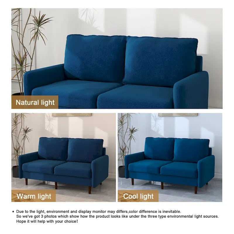57" Modern Velvet Loveseat Sofa - White, Ginger, or Blue